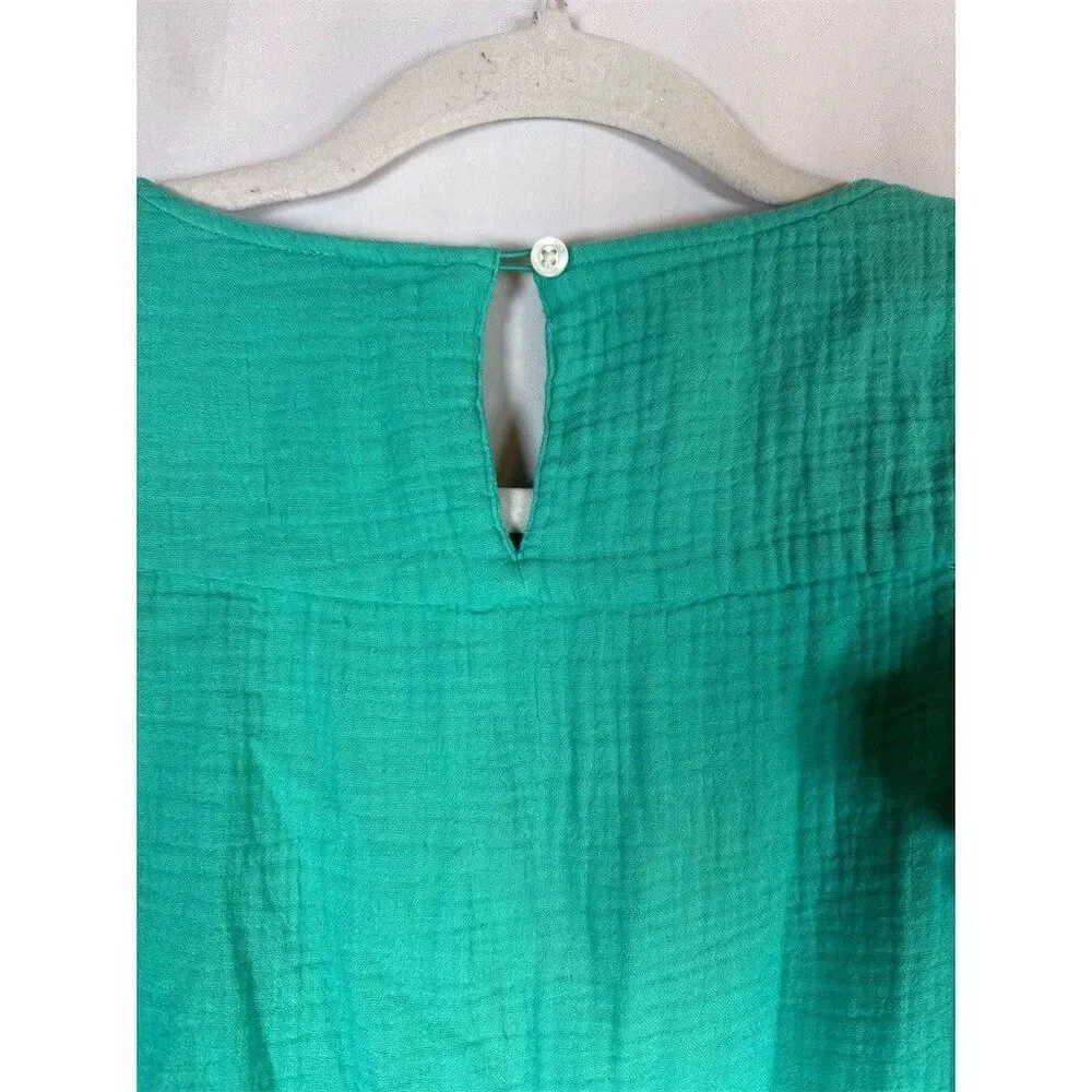 J.Crew Dress Womens Size 0 Green Tiered Knee Length Ruffle Cap Sleeve Casual